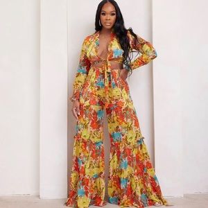 Two Piece cropped pants multi-color set